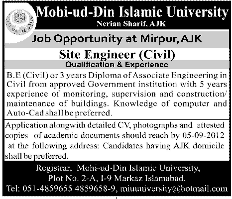 Jobs in Mohi-ud-Din Islamic Medical College Mirpur, AJK